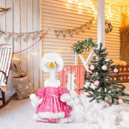 Suzile Pink Christmas Goose Outfit Dresses Clothes for 23" High Cement or Plastic Porch Goose Costume for Yard Lawn Outdoor Garden Patio Statue Xmas Santa Holiday Decor