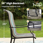 PHI VILLA Outdoor Dining Chairs Set of 4, High Back Textilene Fabric Padded Armchairs with E-Coated Steel Frame for Patio, Porch, Deck, Yard