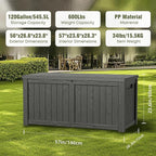 DRATO 120 Gallon Large Deck Box, Outdoor Storage Box for Patio Furniture, Patio Cushions, Gardening Tools, Pool Supplies,660lbs Weight Capacity,Waterproof Resin Storage Boxes