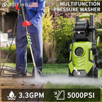 2025Upgraded Pressure Washer 5000PSI with Adjustable Touch Screen 8 Level, 34" Tall, 4 Quick Connect Nozzles,Inlet Hose&Filter&500mlFoam Cannon for Cars/Fences/Driveways/Home Cleaning,Yellow