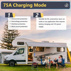 75A RV Power Converter 110VAC to 12VDC RV Converter 75 Amp RV Power Converters Built-in 4 Stage Smart Battery Charger for Lithium Batteries RV Converters Fully Adjustable Output from 13V to 16.5V