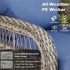 Outdoor Swivel Rocker Chairs - Patio Rocking Chairs Set of 2, Wicker Patio Set with 5" Thick Cushion, Rattan Patio Swivel Rocking Chairs for Porch, Deck, Backyard Blue/Gray