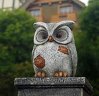 13‘’H Owl Statue Garden Owl Stool MGO Outdoor Decor Statue Decorative Sculpture Stool Plant Stand for Home Decor Yard Patio Garden Statues,Grey