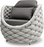 Porch Furniture Chair: Patio Accent Chair Aluminum - Woven Rope Cushioned Armchair Assembled - Modern Lounge Single Chair - All Weather 400lbs for Deck Balcony Yard Garden Hotel Poolside, Gray