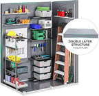 DWVO 5x3ft Resin Outdoor Storage Shed with Floor, Waterproof Lockable Storage Shed with Window, Plastic Outside Tool Storage for Garden, Backyard, Patio, Lawn, Gray