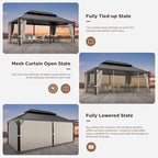 GREEN PARTY 12 X 20ft Hardtop Gazebo with Nettings and Curtains, Heavy Duty Double Roof Galvanized Steel, Outdoor Aluminum Gazebos Pergolas for Patios, Backyard, Deck, Garden, Lawns
