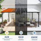 MEISSALIVVE 12' x 16' Wall Mounted Lean to Metal Awning with Sloped Roof for Outdoor Patio Backyard & Deck - Black