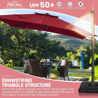 Hotime 10ft Cantilever Umbrella Outdoor Patio Umbrella Windproof Heavy Duty Double Top Offset Patio Umbrella Cantilever Pool Umbrella with 360°Rotation for Garden Deck Pool, Wine Red