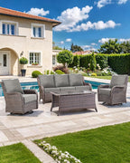 Luxury 22x24/22x25 6-Inch Outdoor Seat Cushions - Set of 2 Water Resistant Patio Chair Comfortable Cushion for Rattan Dining Rocker Glider Chairs Loveseat Couch Sectional Sofa - Grey