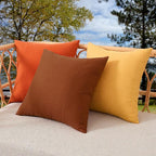 Kevin Textile Fall Outdoor Waterproof Throw Pillow Covers Decorative Farmhouse Water Resistant Checkered Cushion Covers for Tent Patio Garden Couch Sofa Pack of 2 (16x16 Inch Orange)