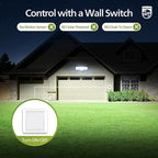Philips 72W 7400LM LED Flood Lights Outdoor, Switch Controlled Aluminum Security Lights, 3 Adjustable Heads, Wall Mount, 5000K Daylight, Waterproof for Yard, Garage