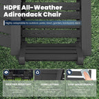 Tall Adirondack Chairs Set of 2, All Weather HDPE Poly Bar Height Balcony Adirondack Chair with Removable Double Connecting Trays, Outdoor Adirondack Barstools for Deck, Patio, Yard, Pool, Lawn