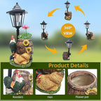 Rooster Statues Outdoor Solar Sculptures with Solar Lights and Flowerpot Funny Garden Decor Animal Figurines Resin Outdoor Statues for Patio Yard Lawn Balcony Grandma Mom Gifts