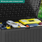 YITAHOME 90 Gallon Large Deck Box, Double-Wall Resin Outdoor Storage Boxes, Deck Storage for Patio Furniture, Cushions, Pool Float, Garden Tools, Lockable & Waterproof (Black)