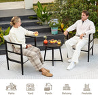 NATURAL EXPRESSIONS Outdoor Patio Chair Set 3 Pieces Furniture Conversation Sets with Porch Chairs Metal Table for Balcony Yard Garden Lawn Poolside