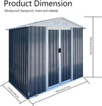Outdoor Sheds 6FT x 4FT Outdoor Storage, Metal Anti-Corrosion Utility Tool House with Lockable Door & Shutter Vents，Outdoor Waterproof Garden Tool Metal Storage Sheds（Grey）