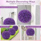 Goplus 17.5 Inch Topiary Balls Artificial Outdoor Set of 2, Faux Purple Eucalyptus Decorative Balls, Fake Plant Sphere, Round Artificial Plant Balls for Front Door, Porch, Backyard, Home Décor