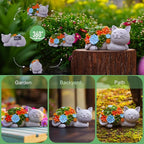 Solar Cat Garden Statue for Outdoor: Outside Sculpture Art Decor Yard Lawn Porch Backyard Ornament- Ideal Gifts for Mom Mother Women