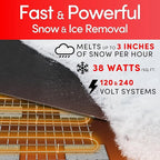 Electric Snow and Ice Melting Underground Cable 63 feet, Covers 21 sqft at up to 38 Watts/sqft, 120V – Radiant Heated Driveways, Walkways, Stairs – Installs Under Concrete, Asphalt, or Pavers