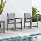 SERWALL Textilene Outdoor Dining Chair Set of 2, HDPE Frame with Textile Chair Seat, Holds up to 300 LBS, All Weather Resistant Chairs for Lawn, Garden, Yard and Poolside, Gray, Grey