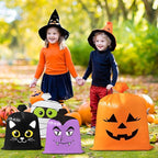 CNhoqc Halloween Lawn Leaf Bags - 24Pcs Halloween Theme Pumpkin Black Cat Ghost Mummy Patterns Waste Bags with Twist Ties, Large Grass Plastic Trash Container for Garden Outdoor Halloween Decorations