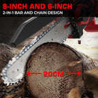Mini Chainsaw for Milwaukee M18 Battery, Auto-Oiler, 8-Inch and 6-Inch 2-IN-1 Brushless Cordless Pruning Chainsaw, Battery Powered Mini Chainsaw for Wood Cutting, Tree Trimming (only tool)
