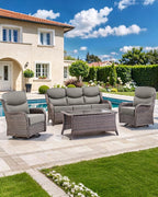 Luxury 22x24/22x25 6-Inch Smile Outdoor Seat Cushions Set of 2 - Superior Comfortable Water-Repellent Patio Chair Cushion for Rattan Dining Swivel Chairs Loveseat Sectional Sofa - Grey