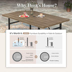 HERA'S HOUSE 7 Piece Patio Dining Set for 6, 6 x Outdoor Rattan Armchair with Removable Cushions, 1 x 64 Rectangular Patio Table with Umbrella Hole for Patio Lawn Garden