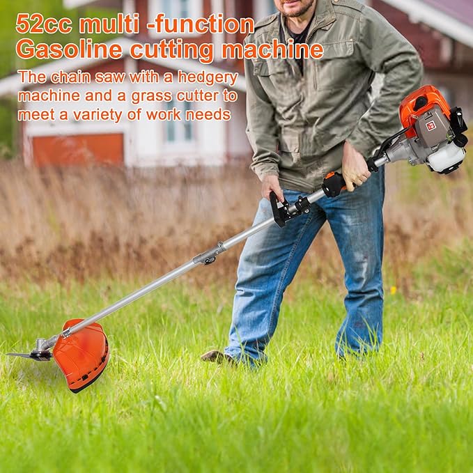 5 in 1Weed Trimmer,52cc 2-Stroke Gas Hedge Trimmer String Trimmer Brush Cutter Pole Saw with Extension Pole Multi Functionallandscaping Tools & Equipmen Ships from U.S. Warehouse