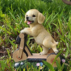 Solar Garden Statue LED Outdoor Garden Decor Funny Animal Sculpture for Yard Patio Lawn Weatherproof Resin Birthday Art Gift（Dog on Bicycle）