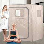 Smartmak Full Size Steam Sauna Tent, Portable Whole Body Home Spa Room, 1 or Two Person Large Space, Steamer NOT Included (47.28" x 35.46" x 63" Champagne)
