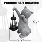 Cat Solar Garden Statues,Resin Cat Figurine Decorations with Solar Lights Lantern, Outdoor Figurines Lawn Cats Statue Decor Art for Lawn,Yard, Balcony Ornament,Gift for Garden Home Mom.