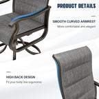 UDPATIO Patio Swivel Dining Chairs Set of 6, Outdoor Swivel Chairs High Back with All Weather Padded Textilene, Metal Rocking Frame for Lawn Garden, Dark Grey