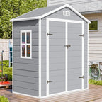 CDCASA 6x3 FT Resin Storage Shed, Waterproof Outdoor Shed with Floor & Window & Lockable Door Included, Outside Plastic Tool Sheds for Garden, Patio, Backyard, Light Gray