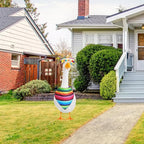 XIMEO Porch Goose Outfit for 17" & 23" Lawn Goose – Striped Poncho & Hat Clothes Set – Outdoor Porch Goose Decoration for Duck or Garden Statues