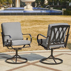 MELLCOM Patio Swivel Chair Set of 6, Heavy Duty Outdoor Dining Chairs with Thickened Cushions, Metal Patio Chairs Gentle Rocker for Outside, Garden Lawn & Porch, Backyard, Grey
