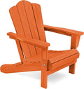 KINGYES Folding Adirondack Chair, HDPE All-Weather Patio Chairs, Wooden Textured Lawn Chair for Poolside, Backyard, Deck, Fire Pit, Orange