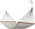 Original Pawleys Island Large Green DuraCord Rope Hammock – 13 ft. x 55 in., 2-Person, 450 lb Capacity, Oak Spreader Bar, Zinc-Plated Hardware, Handcrafted in The USA