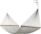 Original Pawleys Island Large Green DuraCord Rope Hammock – 13 ft. x 55 in., 2-Person, 450 lb Capacity, Oak Spreader Bar, Zinc-Plated Hardware, Handcrafted in The USA
