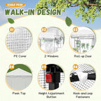 Devoko Walk-in Greenhouse, Portable Pop-in Green House with Zippered Door and 2 Roll-up Windows and PE Cover, Portable and Easy Assemble (White, 6x4 Feet)