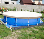 ECOOPTS Waterproof Round Polyester Pool Cover for Above Ground Pools, Swimming Pool Cover Protector Winter Safety Cover (8 ft, Beige)