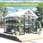 HOWE 8x10x7.5 FT Polycarbonate Greenhouse Double Swing Doors 2 Vents 5.2FT Added Wall Height, Walk-in Large Aluminum Greenhouse Sunroom Winter Greenhouse for Outdoors, Black (54FG-5)