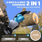 Mini Chainsaw Cordless, 8 Inch &6 Inch Electric Chain Saw, Battery Powered Handheld Tree Saw for Branch Pruning and Gardening, Brushless Chainsaw, Garden Yard Guru Tools, Gifts for Men Dad Husband