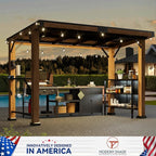 Modern Shade Woodberry Grill Gazebo 6' X 12', Cedar Wood Gazebo with Dual bar Tops & Shelves, Patio Pavilion with Galvanized Steel Roof, USB and USB-C Charging Ports for Patio, Garden