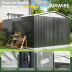 10x14 FT Outdoor Storage Shed, Garden Shed with Updated Frame Structure and Lockable Doors, Metal Tool Sheds for Backyard Garden Patio Lawn, White