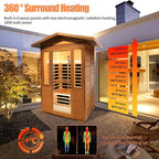 Far Infrared Home Sauna Room,1800W Light Therapy Lamp Dry Saunas for Home,2-3 Person Home Sauna,Red Cedar Corner Sauna Spa with Bluetooth Speaker,for Unwell Men,Women,Elderly