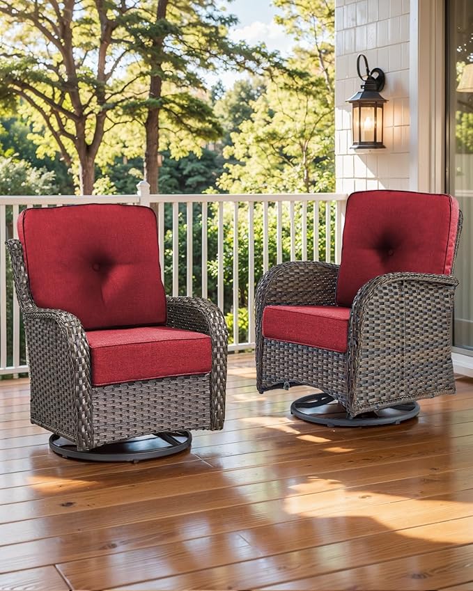 Luxury 22x24/22x25 6-Inch Outdoor Deep Seat Cushions Set of 6 - Comfortable Patio Zipper Chair Cushion for Outside Wicker Wicker Rocking Swivel Chairs Loveseat Couch Sectional Sofa - Red