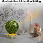 Amazing Gemstone Green Tourmaline in Matrix Crystal Ball with Stand - 2 Inches Crystal Sphere Meditation Balls for Witchcraft and Decorative Balls