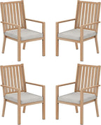 Patio Dining Chair Set of 4, Aluminum Outdoor Dining Chairs with Waterproof Cushions, Metal Outdoor Patio Furniture Seating for Porch, Balcony, Deck, Backyard, Light Wood Color