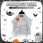 Halloween Porch Goose Outfit Ghost Lawn Goose Clothes with Pumpkin Bag for 23" Disco Plastic/Cement Outdoor Patio Yard Lawn Art Decoration(Silver,Sequins)